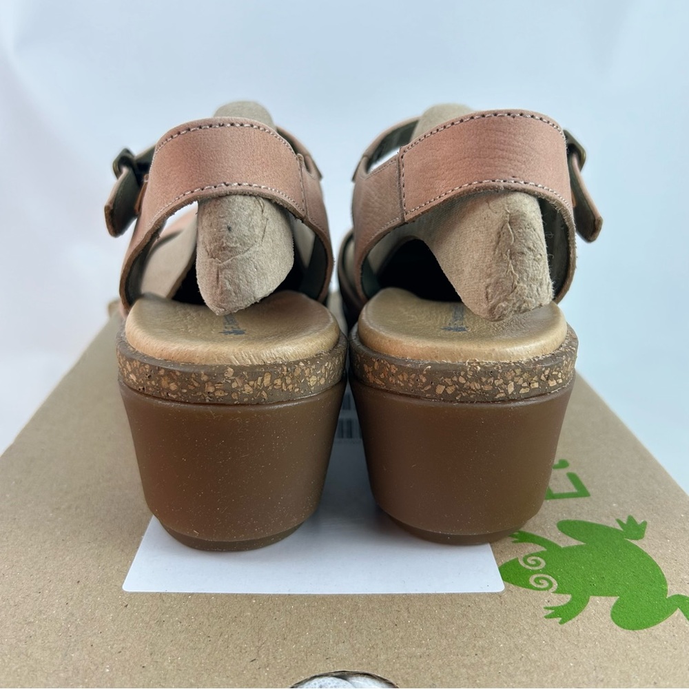El Naturalista Peach Leather Cork Wedge Sandals Size 42 or US 11 - Picture 2 of 15